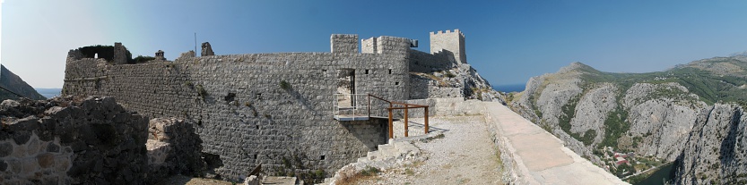 Stari Grad - Fortica - the ruins of fortress above the town Omis at Adriatic sea in Croatia