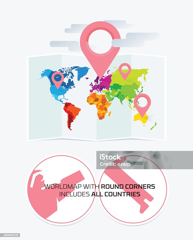 Minimal, Flat World Map with Round Corners. Includes ALL COUNTRI Minimal, Flat World Map with Round Corners. Includes ALL COUNTRIES 2015 stock vector