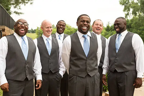 Diverse group of groomsmen.