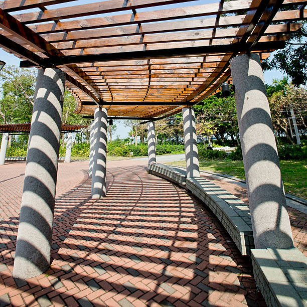 istock Covered walkway in the park on a Sunny Day 480006156