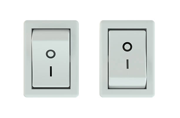 dois brancos interruptores - push button off imagens e fotografias de stock