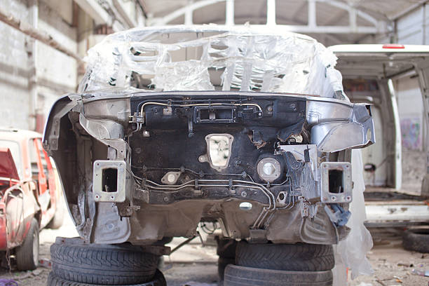 istock Silver car repair body kit 480007212