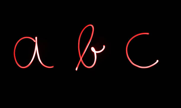 istock Flourescent letters 'abc' in bright red neon color 480007368