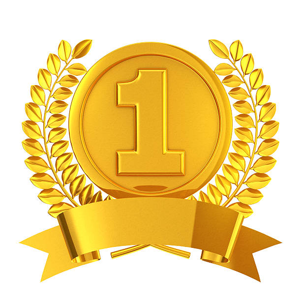 Gold medal emblem Gold medal emblem gold number 1 stock pictures, royalty-free photos & images