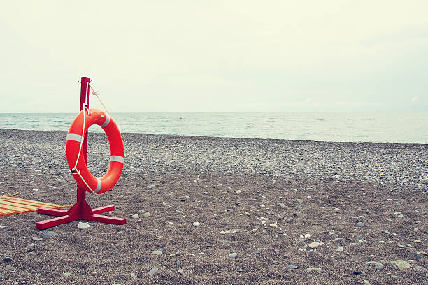 istock Lifebuoy on the sea beach 480012240