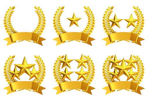 Gold star emblem set