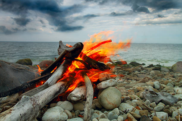 istock Sea fire. curtains on the coast. 480013728