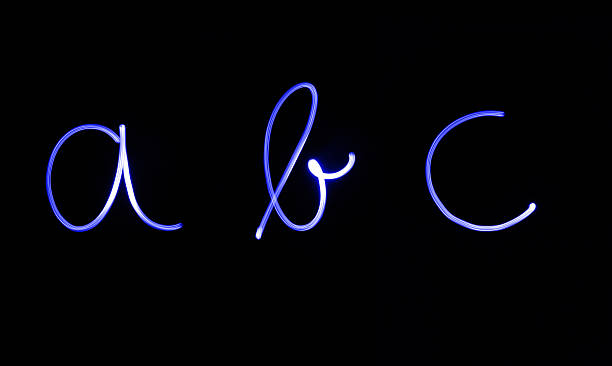 istock Flourescent letters 'abc' in bright blue neon color 480013746