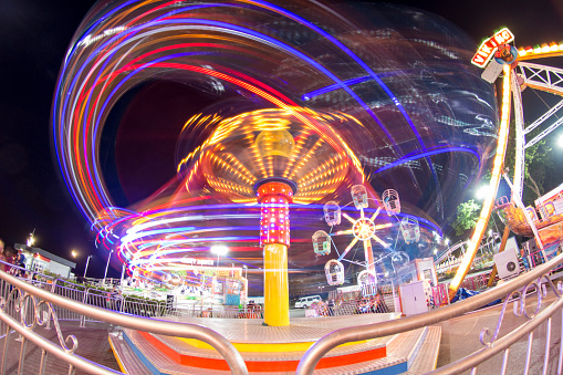 Luna Park with light painting effect long exposure