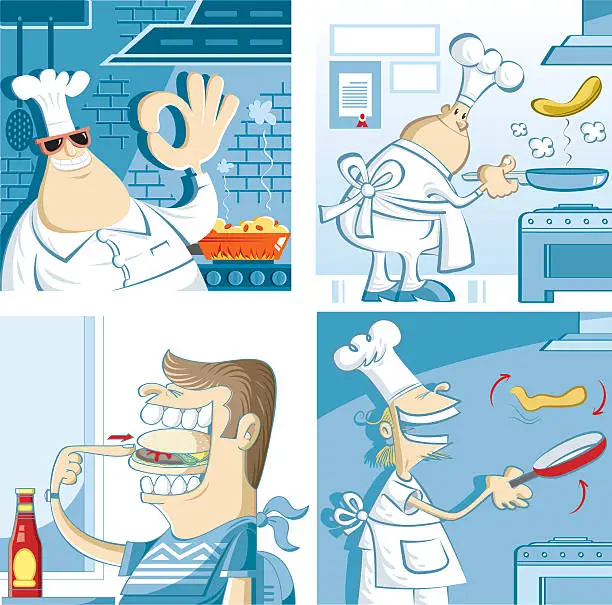 Vector illustration of vector chef set