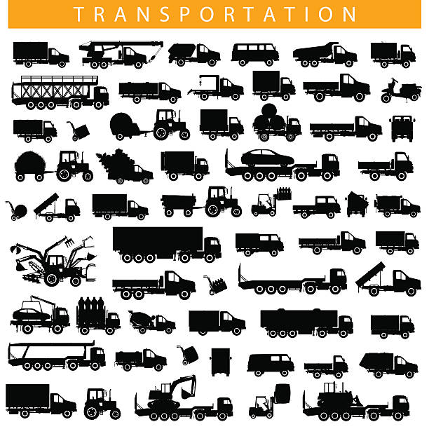 vektor-transport pictogram - vehicle trailer stock-grafiken, -clipart, -cartoons und -symbole