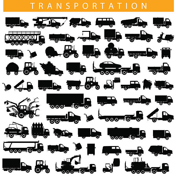 вектор транспорт пиктограмма - silhouette bus symbol motor scooter stock illustrations