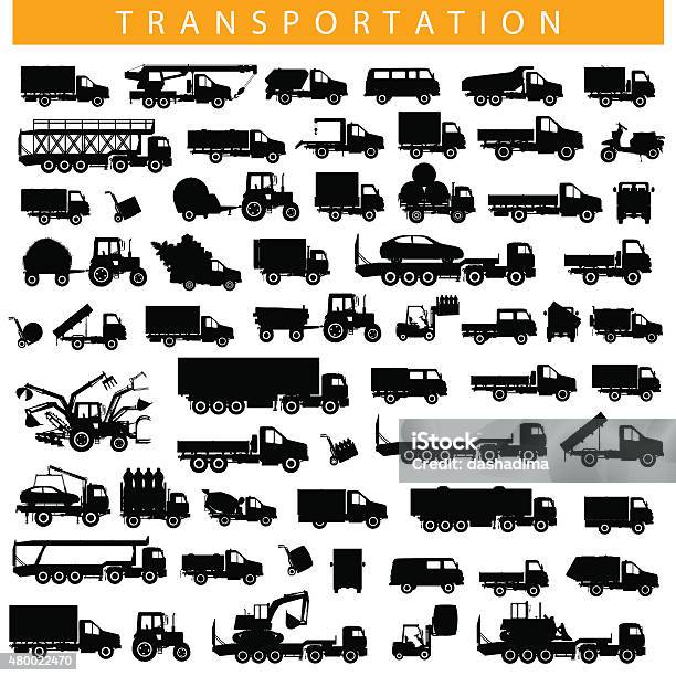 Vector Transportation Pictogram Stock Illustration - Download Image Now - In Silhouette, Truck, Icon Symbol