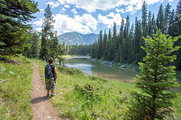istock Child on hiking traill looking at the landscape. 480026542
