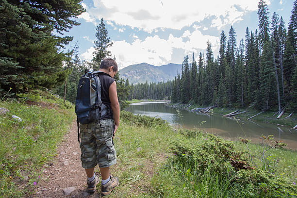 istock Child on hiking traill looking at the landscape. 480026962