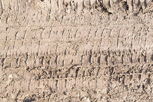 istock Light Brown Car Tracks in Summer Mud 480030462