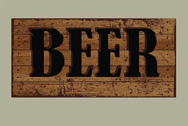 Vector illustration of Template label beer made from old boards.