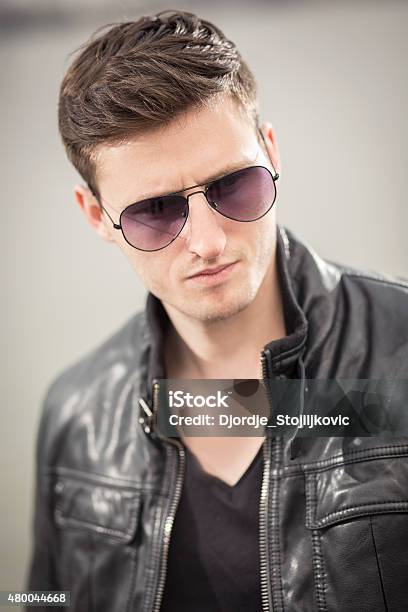 Handsome Guy Wear Leather Jacket Stock Photo - Download Image Now - 20 ...