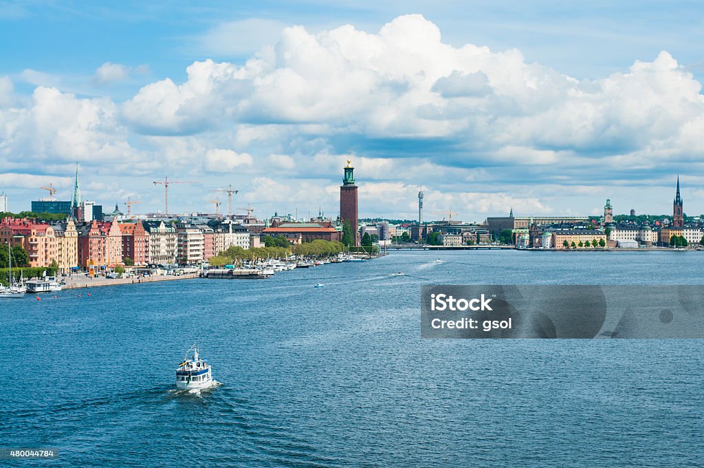 Stockholm View over Stockholm (Kungsholmen and Old Town) seen from Västerbron. 2015 Stock Photo