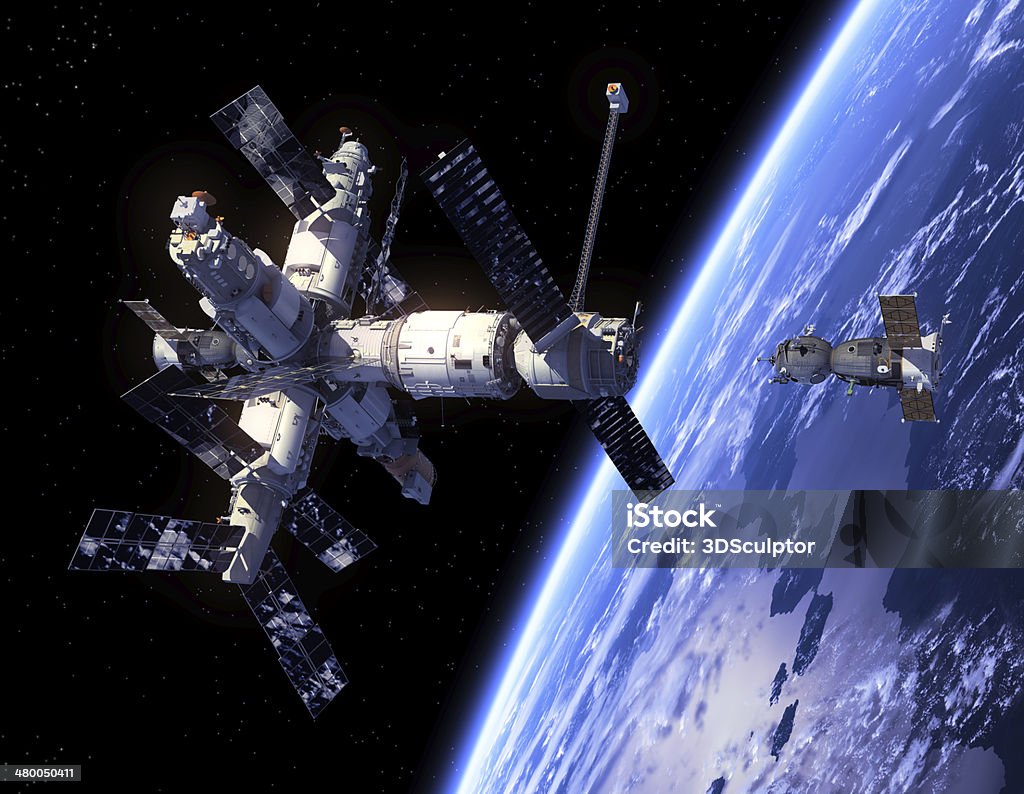 La Station spatiale Soyouz et espace - Photo de Station spatiale libre de droits