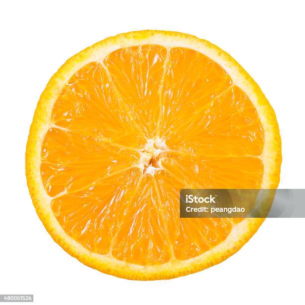 Slice Of Orange Fruit Isolated With Clipping Path Stock Photo - Download Image Now - Orange - Fruit, Slice of Food, 2015