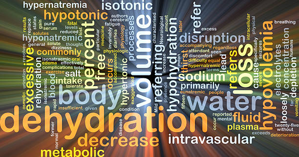 Dehydration background concept glowing Background concept wordcloud illustration of dehydration glowing light sodium intake stock pictures, royalty-free photos & images