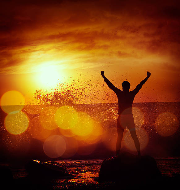 istock Figure of Man at Stormy Sea over Dramatic Sunset 480056854