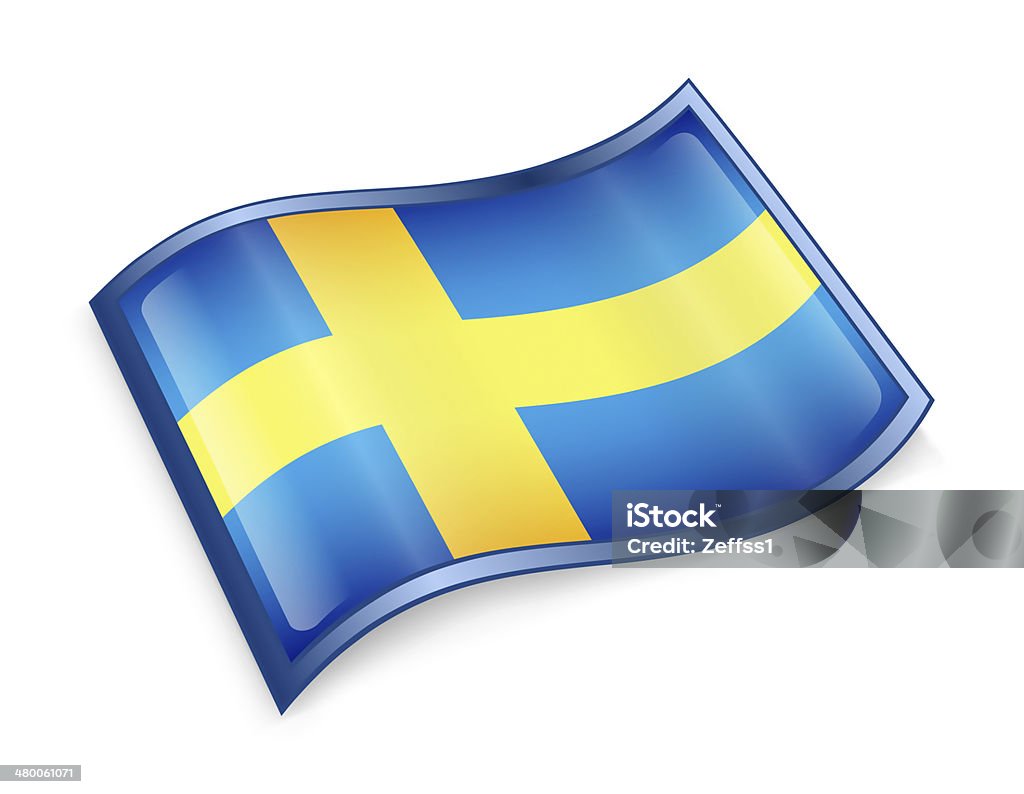 Ícone de Bandeira da Suécia, isolado no fundo branco. - Royalty-free Amarelo Ilustração de stock