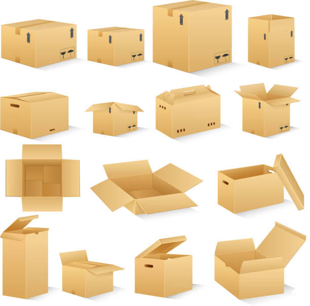 karton pudełko - packer stock illustrations