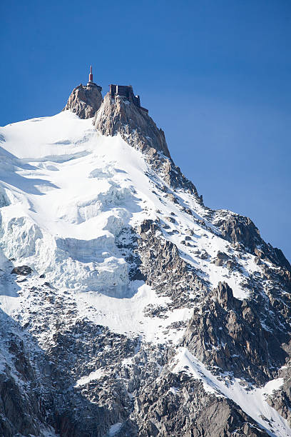 Aiguille du Midi Stunning shot of the Aiguille du Midi that lies in the foreground of the Mont Blanc aiguille de midi photos stock pictures, royalty-free photos & images