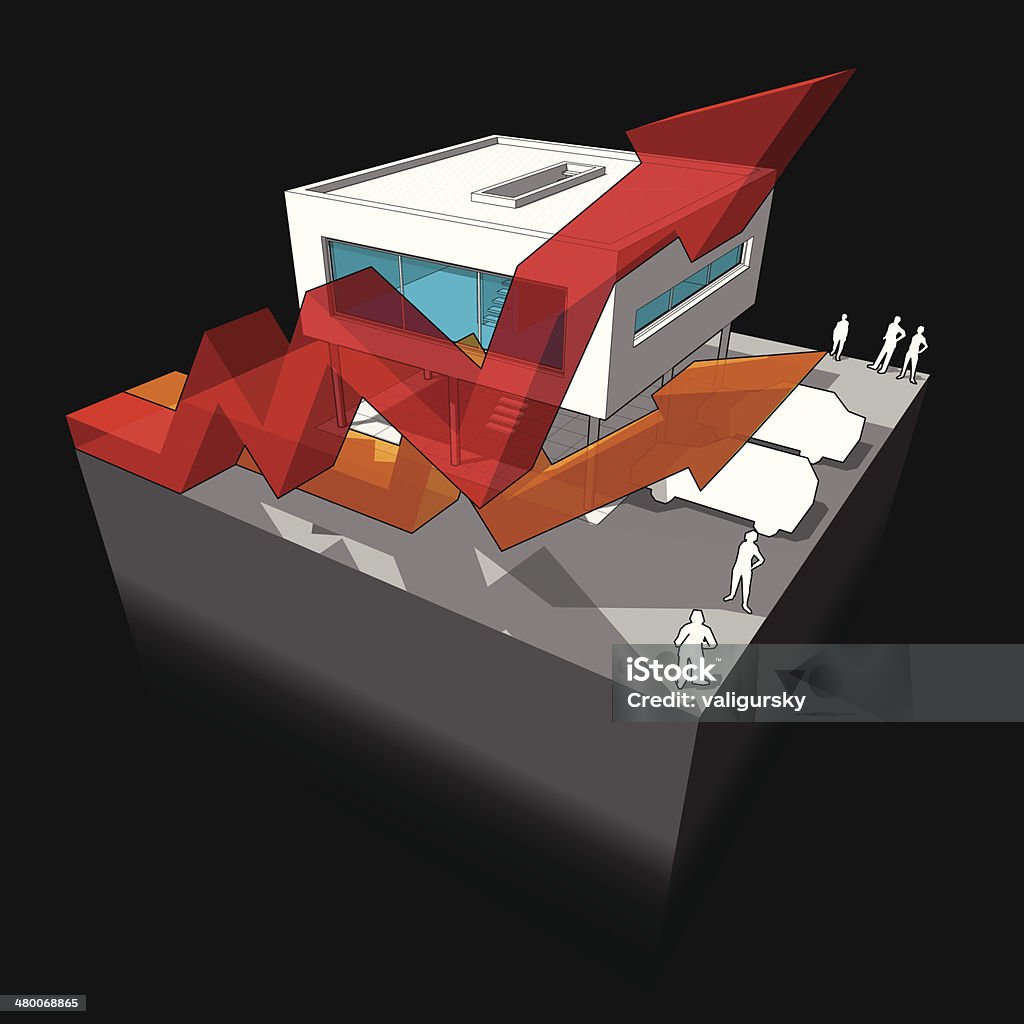 Flechas de diagrama de negocios moderno casa - arte vectorial de Arquitectura libre de derechos