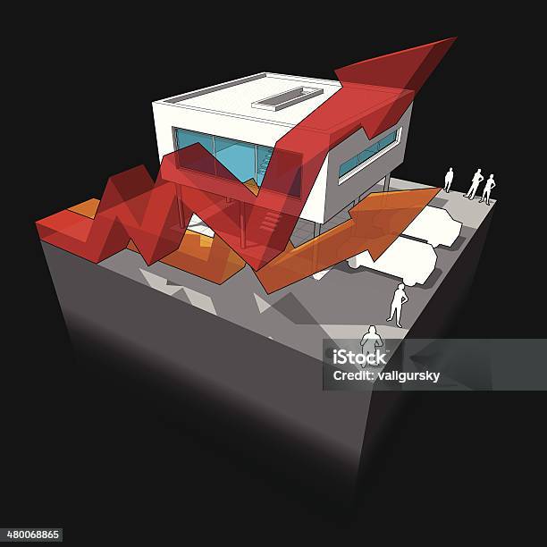 Ilustración de Flechas De Diagrama De Negocios Moderno Casa y más Vectores Libres de Derechos de Arquitectura - Arquitectura, Arquitectura exterior, Casa