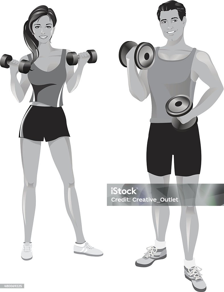 Couple Hand Weights Adult stock vector