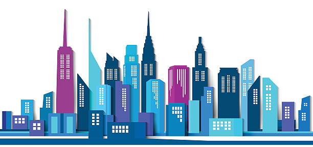 ilustrações, clipart, desenhos animados e ícones de papel abstrato 3d building, edifício e cidade de ilustração - cidade papel
