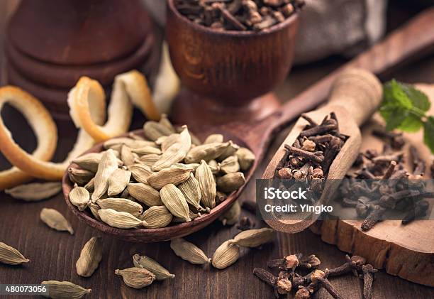 Clove And Cardamom Spices Stilllife Stock Photo - Download Image Now - 2015, Aromatherapy, Cardamom