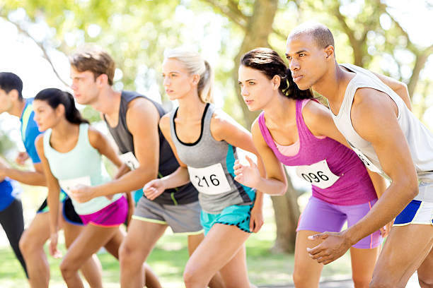 istock Determined Group Of Marathon Runners At Starting Line 480075494