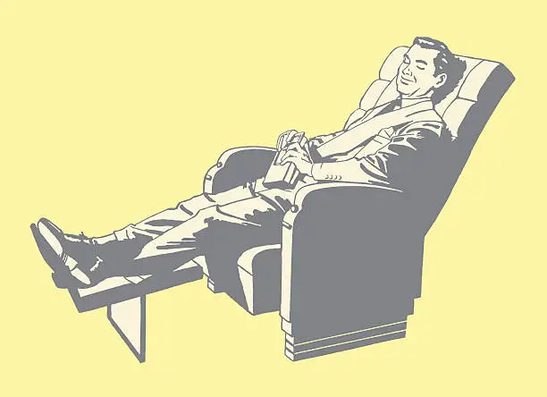 Vector illustration of Man Relaxing in Recliner