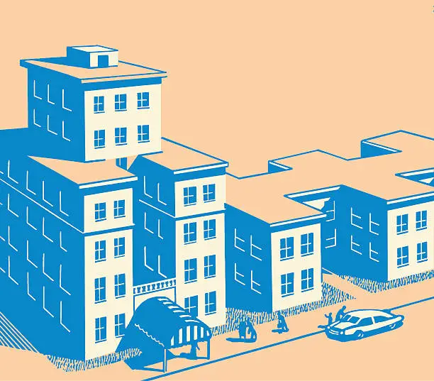 Vector illustration of View of City Block