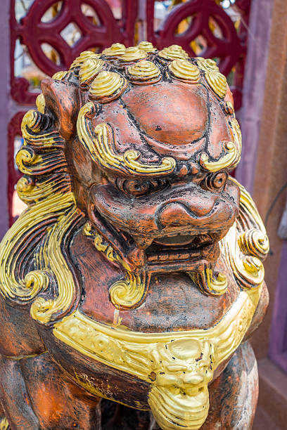 istock Chinese style golden lion sculpture 480085046