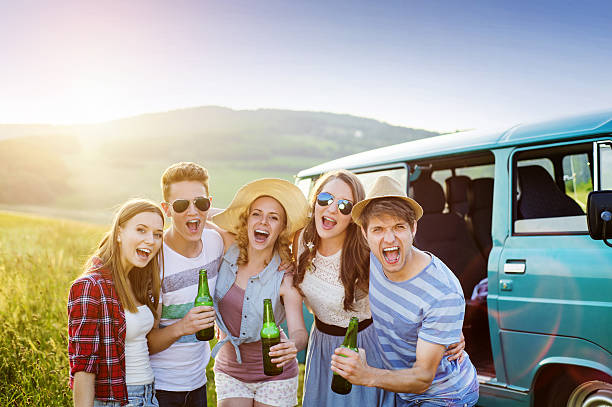 istock Young hipster friends on road trip 480085894
