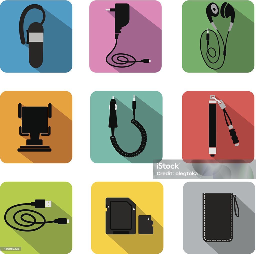 phone accessories phone accessories flat icon set Mobile Phone stock vector