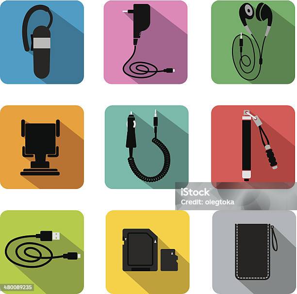 Phone Accessories Stock Illustration - Download Image Now - Mobile Phone, Personal Accessory, Telephone
