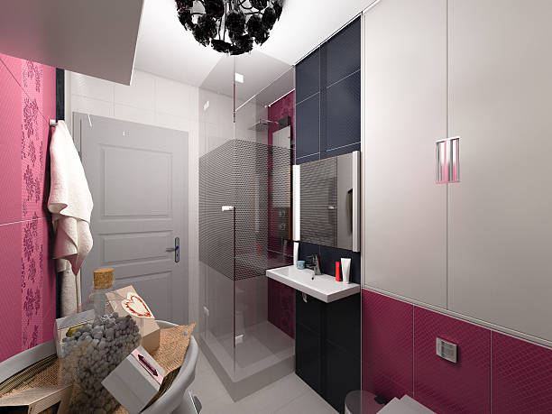 istock 3D illustration of interior design of a pink bathroom 480092544