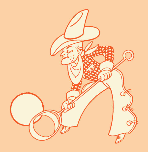 koboi dengan merek lingkaran - chaps ilustrasi stok
