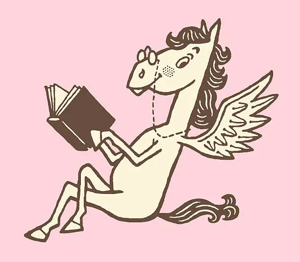 Vector illustration of Pegasus Reading