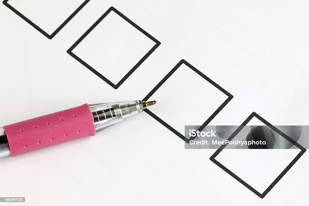Pick Pen point to checkbox. Pick Pen point to checkbox on white background. Agreement Stock Photo