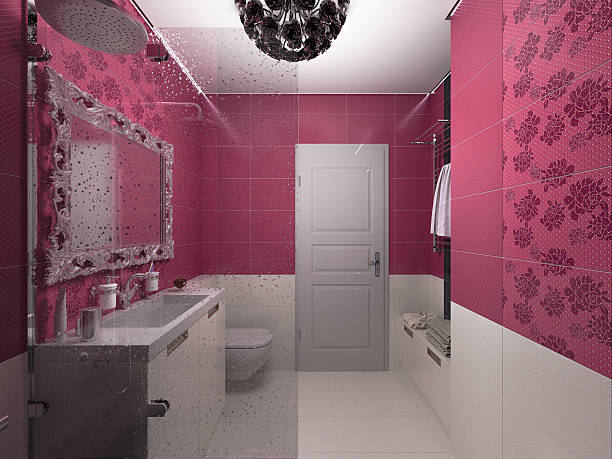 istock 3D illustration of interior design of a pink bathroom 480093318