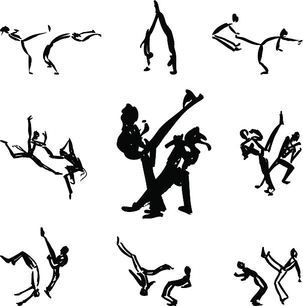 ilustrações de stock, clip art, desenhos animados e ícones de capoeira combatentes - capoeira brazilian culture dancing vector