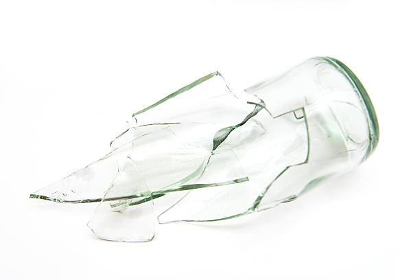 pieces of broken bottle glass, recycling