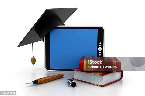 Graduation Concept Stock Photo - Download Image Now - Digital Tablet, Mortarboard, Pill